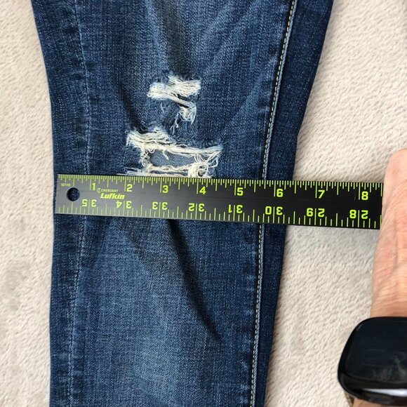 American Eagle Womens Jeans Size 2 Super Hi-Rise Jegging Distressed Blue Denim - Picture 5 of 14